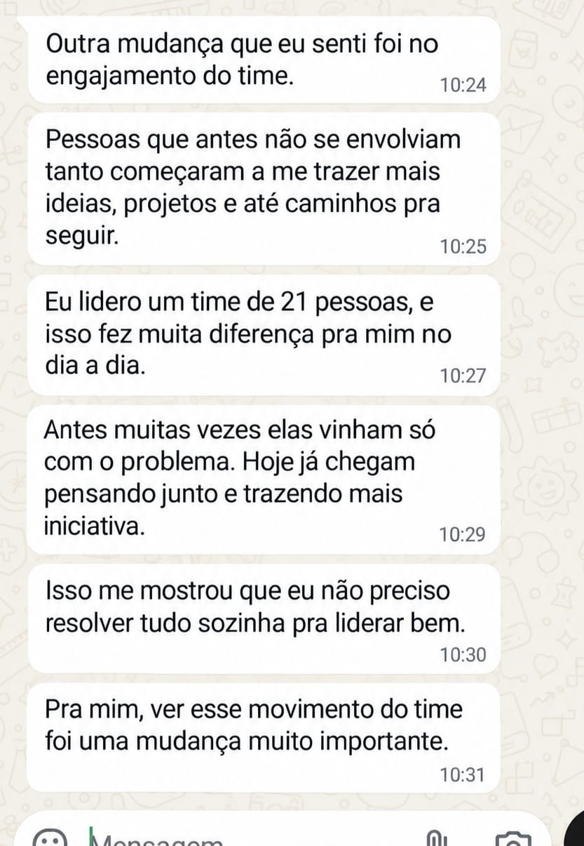 Depoimento real de participante da Mentoria Líder Estrategista